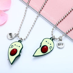 Matching Magnetic Avocado Heart BFF Necklaces Set for 2