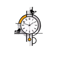 Silent Wall Clock â€?Birds Décor, 30×45 cm Modern