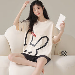 Short Sleeve Women Sleepwear Pjs Set