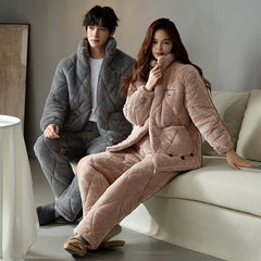 Matching Pajamas �Triple-Layer Coral Fleece, High Collar | Gullei