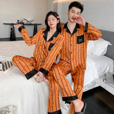 Urban Luxury Faux Silk Couple Pajamas �Orange Edition