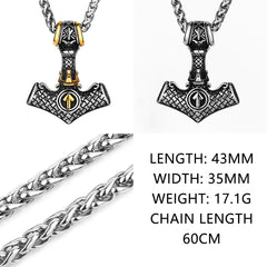 Mens Thor Hammer Style Thick Chain Necklace