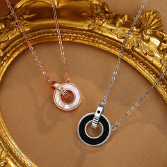 Engraved Matching Rings Couple Necklaces Set