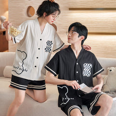 Matching Couple Pajamas - Short Sleeve Soft Cotton Sleepwear
