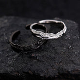 Black & Silver Adjustable Matching Wedding Bands