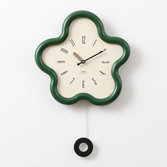 Cute Flower Pendulum Wall Clock - Silent Non Ticking Decor