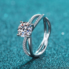 1 Carat Moissanite Twist Band Women Ring