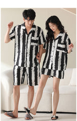 Striped Couple PJs - Matching Short Sleeve Summer Set
