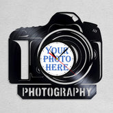 Personalized Photographer LP Record Wall Clock �Custom Photo & Name, Silent Quartz