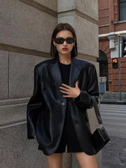 Giacca blazer oversize morbida ecopelle