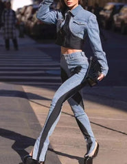 Completo Jeans block skinny donna