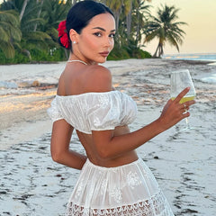 Lace Up Crop Top Skirt Sets For Women