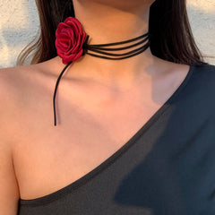 Girocollo rosa Gothic Big Rose Flower Y2K donna