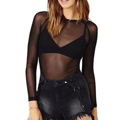 Women Top Mesh Long Sleeve Top Soft