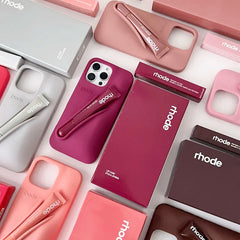 Brand RHODE Lip Gloss Case For iPhone 17 Air 16 15 14 13 12 11 Pro Max Gray Toast Espresso Ribbon Lipstick Holder Silicone Cover