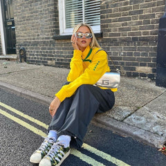 Women's brazil embroidery full zip sweatshirt y2k