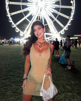 Women's glitter mesh mini dress