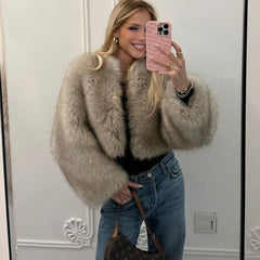 Gardient Cropped Faux Fur Coat Eco pelliccia donna best quality
