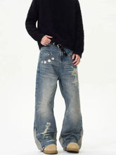 Jeans Lavato Blu Baggy Strappato
