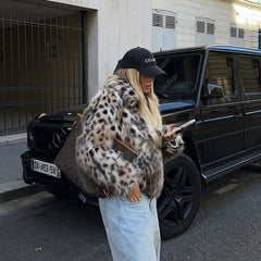 Pelliccia ecologica animalier leopard donna