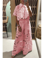 Shirt Top + Wide-leg Pants 2-piece Set