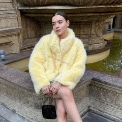Pelliccia ecologica lemon fur donna