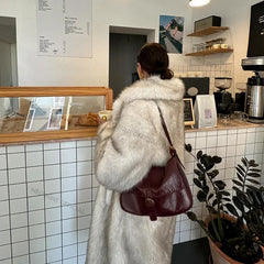 Slouchy Chic Gradient Long Eco Faux Fur Coat