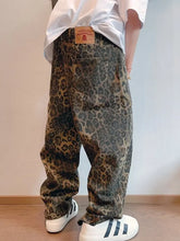 Jeans leopardati autunno marrone chiaro Pantaloni denim da uomo