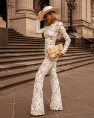 Jumpsuits Solid Color Hollow Out Suit Fashion