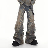 Jeans Blu Baggy Flare Streetwear Strappato