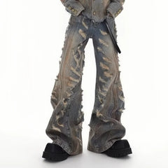 Jeans Blu Baggy Flare Streetwear Strappato
