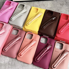 Brand RHODE Lip Gloss Case For iPhone 17 Air 16 15 14 13 12 11 Pro Max Gray Toast Espresso Ribbon Lipstick Holder Silicone Cover