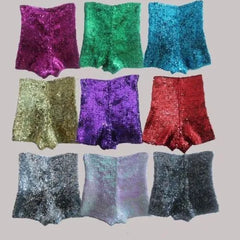 pantaloncino shorts vita alta slip paillettes glitter donna