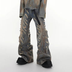 Jeans Blu Baggy Flare Streetwear Strappato