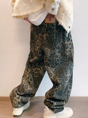 Jeans leopardati autunno marrone chiaro Pantaloni denim da uomo