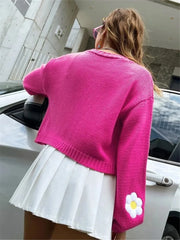 weet flower sweater cardigan loose short