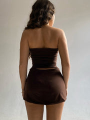 Women's two-piece mini skirt and top set