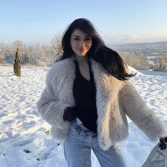 Fake Fox Fur Jacket Coat eco pelliccia donna