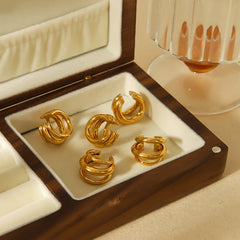 18K Gold Color Stainless Steel Multilayer Ear Clip