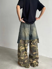 Camouflage Patchwork Baggy Jeans