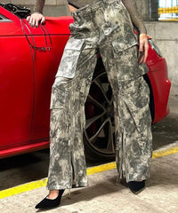 Cargo pantalone donna camouflage zip