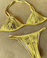 Braided Rope Bandage Stripes Brazilian Bikini Swimwear