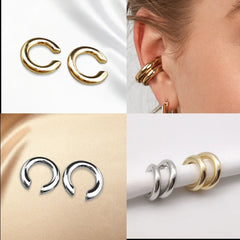 Minimalist Gold Color Round Earrings