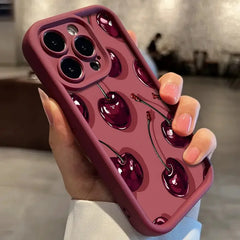 Cover Wine Red Cherry Print Case