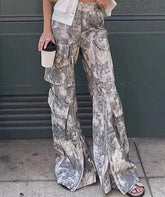 Cargo pantalone donna camouflage zip