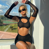Women's y2k mesh mini dress