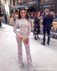 Jumpsuits Solid Color Hollow Out Suit Fashion