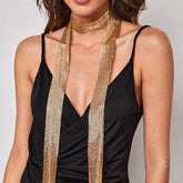 Metal Mesh Thin Neck Tie Scarf