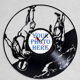 Personalized Skydiving LP Record Wall Clock �Custom Photo & Name, Silent Quartz