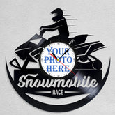 Personalized Snowmobile LP Record Wall Clock �Custom Photo & Name, Silent Quartz